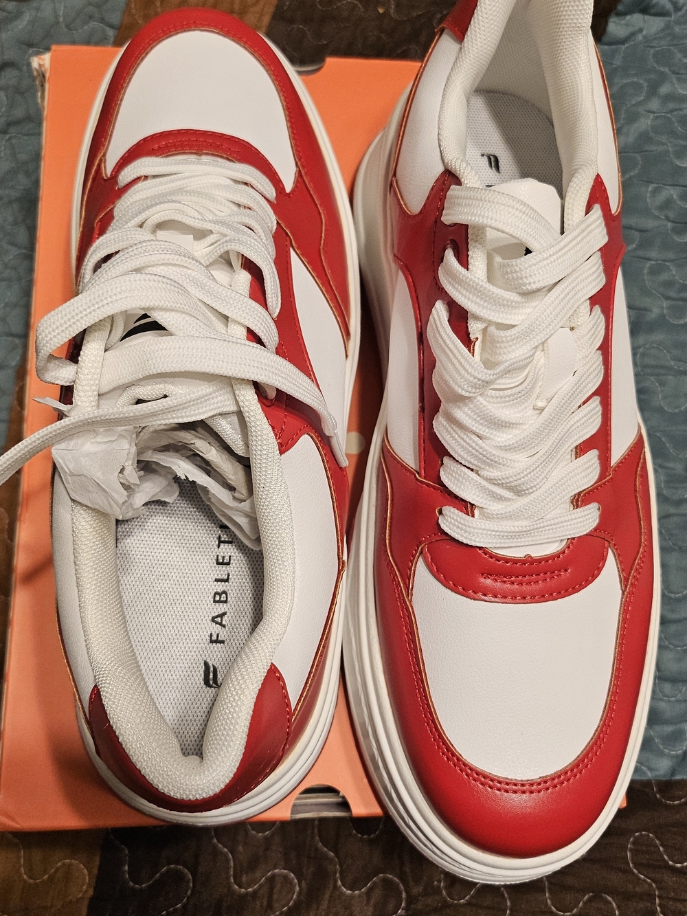 Fabletics Women's White & Red Low-Top Sneakers